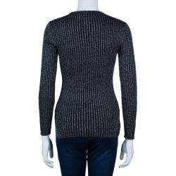 Pre Owned Alberta Ferretti Black Metallic Ribbed Top S