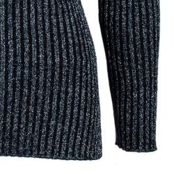 Pre Owned Alberta Ferretti Black Metallic Ribbed Top S