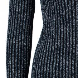 Pre Owned Alberta Ferretti Black Metallic Ribbed Top S