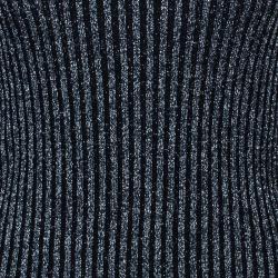 Pre Owned Alberta Ferretti Black Metallic Ribbed Top S