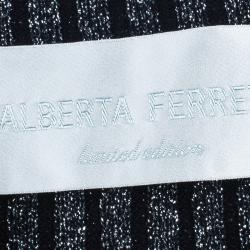 Pre Owned Alberta Ferretti Black Metallic Ribbed Top S