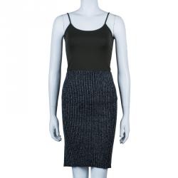 Alberta Ferretti Black Metallic Ribbed Skirt S