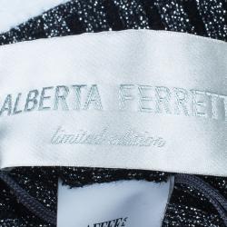 Alberta Ferretti Black Metallic Ribbed Skirt S