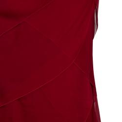 Alberta Ferretti Red Chiffon Tiered Stone Embellished Gown M