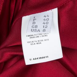 Alberta Ferretti Red Chiffon Tiered Stone Embellished Gown M