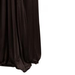 Pre Owned Alberta Ferretti Brown Knit Smocking Detail Sleeveless Gown M