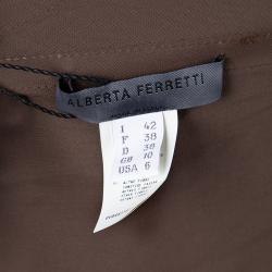 Pre Owned Alberta Ferretti Brown Knit Smocking Detail Sleeveless Gown M