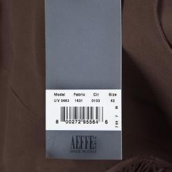 Pre Owned Alberta Ferretti Brown Knit Smocking Detail Sleeveless Gown M