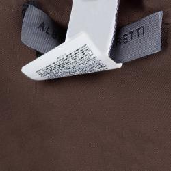 Pre Owned Alberta Ferretti Brown Knit Smocking Detail Sleeveless Gown M