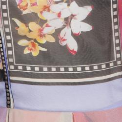 Pre Owned Alberta Ferretti Multicolor Floral Print Sheer Back Detail Sleeveless Gown M