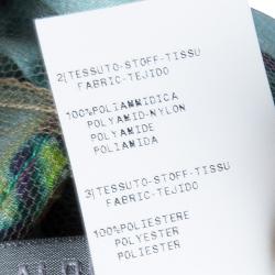 Alberta Ferretti Turquoise Printed Mesh Insert Ruched Sleeveless Gown L