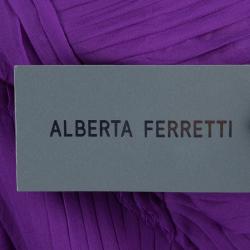 Alberta Feretti Purple Pleated Silk Sleeveless Gown M