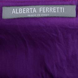 Alberta Feretti Purple Pleated Silk Sleeveless Gown M