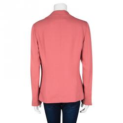 Pre Owned Alberta Ferretti Pink Contrast Silk Lapel Blazer M