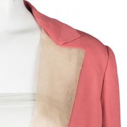 Pre Owned Alberta Ferretti Pink Contrast Silk Lapel Blazer M