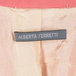 Pre Owned Alberta Ferretti Pink Contrast Silk Lapel Blazer M