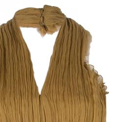 Alberta Ferretti Mustard Chiffon Pleated Gown M