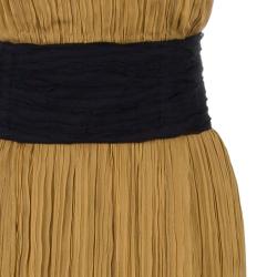 Alberta Ferretti Mustard Chiffon Pleated Gown M