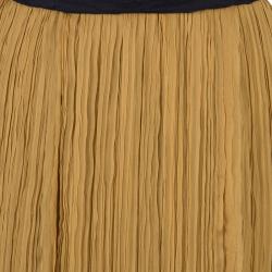 Alberta Ferretti Mustard Chiffon Pleated Gown M