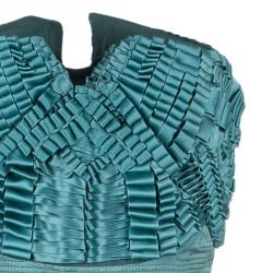Alberta Ferretti Green Embellished Bustier Evening Gown M