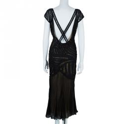 Pre Owned Alberta Ferretti Embellished Sleeveless Cocktail Dress L