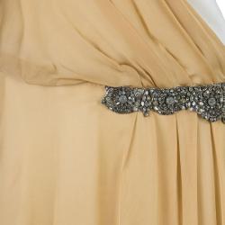 Pre Owned Alberta Ferretti Beige Gathered Dress M