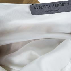 Pre Owned Alberta Ferretti Beige Gathered Dress M