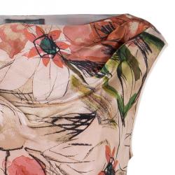 Pre Owned Alberta Ferretti Floral Print Silk Sleeveless Dress M