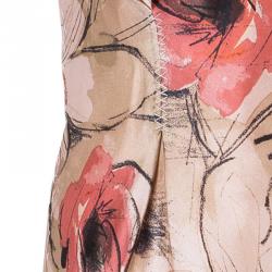 Pre Owned Alberta Ferretti Floral Print Silk Sleeveless Dress M