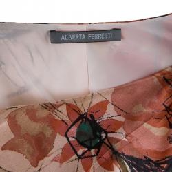 Pre Owned Alberta Ferretti Floral Print Silk Sleeveless Dress M