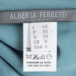 Pre Owned Alberta Ferretti Silk Embellished Buckle Draped Dress S