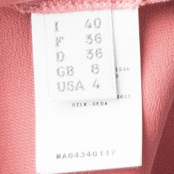 Pre Owned Alberta Ferretti Pink Silk Embellished Neck Detail Belted Sleeveless Dress S