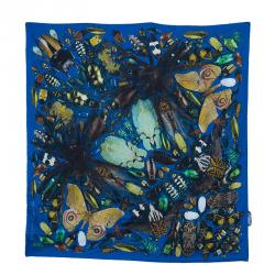 Pre Owned Alexander McQueen Blue Bugs Print Square Scarf