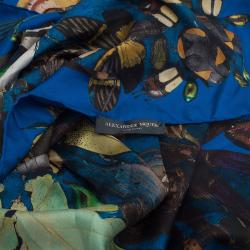 Pre Owned Alexander McQueen Blue Bugs Print Square Scarf
