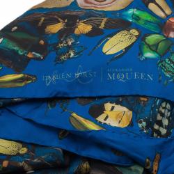 Pre Owned Alexander McQueen Blue Bugs Print Square Scarf