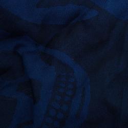 Pre Owned Alexander McQueen Blue Modal Cashmere Skull Triangle Kefia