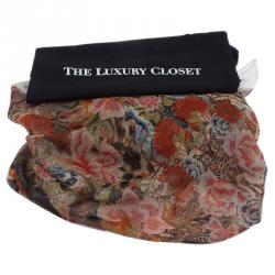 Pre Owned Alexander McQueen Floral and Leopard Print Square Scarf