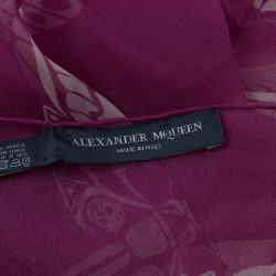 Pre Owned Alexander McQueen Pink Ivy Leaf Square Scarf