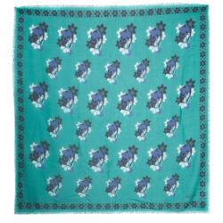 Pre Owned Alexander McQueen Green Skull Printed Square Scarf