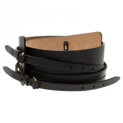 Alexander McQueen Black Leather Wide Waist Belt 90CM