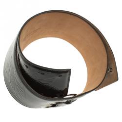 Pre Owned Alexander McQueen Black Patent Ivy Eyelet Waist Belt 85 CM