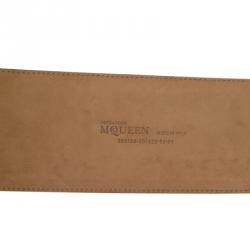 Pre Owned Alexander McQueen Black Patent Ivy Eyelet Waist Belt 85 CM