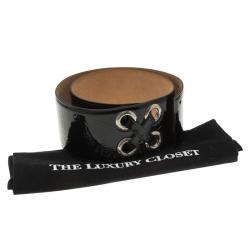 Pre Owned Alexander McQueen Black Patent Ivy Eyelet Waist Belt 85 CM