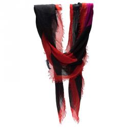 Pre Owned Alexander McQueen Multicolor Heart Print Square Fringe Scarf