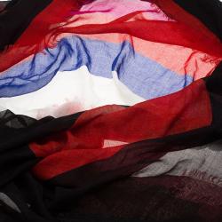 Pre Owned Alexander McQueen Multicolor Heart Print Square Fringe Scarf