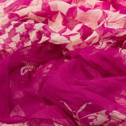 Pre Owned Alexander McQueen Pink Chiffon Escher Ivy Print Square Scarf