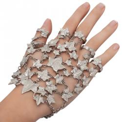 Pre Owned Alexander McQueen Ivy Leaves Silver Tone Finger Bracelet