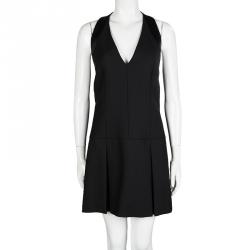 Pre Owned Alexander McQueen Black Wool Tux Line Dress S