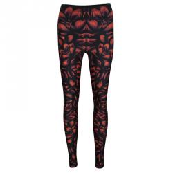 Pre Owned Alexander McQueen Black Knit Tulip Printed Leggings XS
