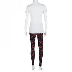 Pre Owned Alexander McQueen Black Knit Tulip Printed Leggings XS